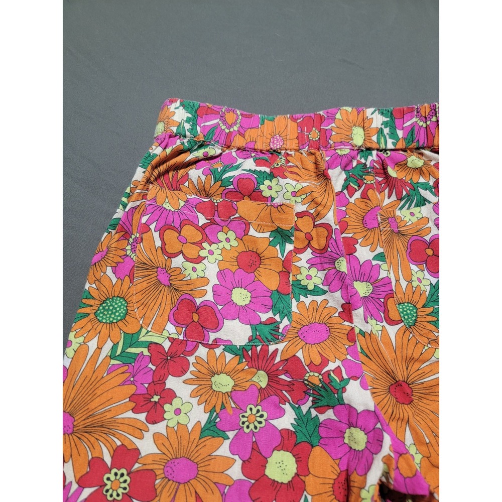 Peaches & Oranges Floral Wide Leg Pants Orange Pink 70s Style XS - Picture 2 of 6